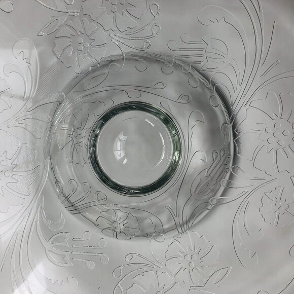 Luminarc Mariella footed cake plate 13" Crystal Floral Clear Made in France wg - Picture 5 of 9